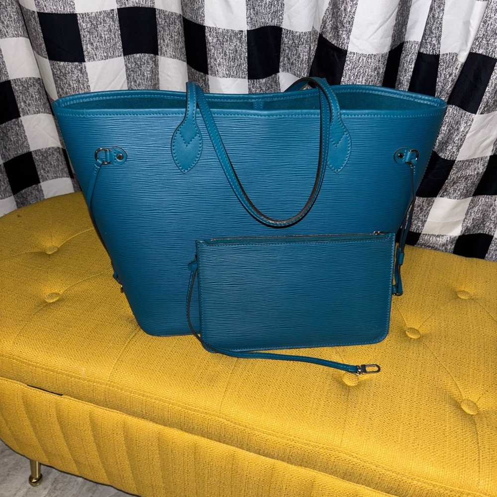 Louis Vuitton Teal Tote with Pouch